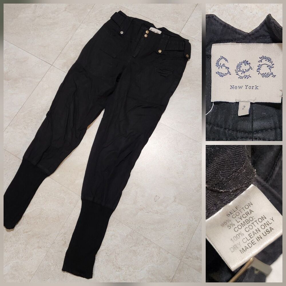 Sea New York Womens Size 2 Black Jeans Ankle Pants Zip Fly Adjustable Belt Waist